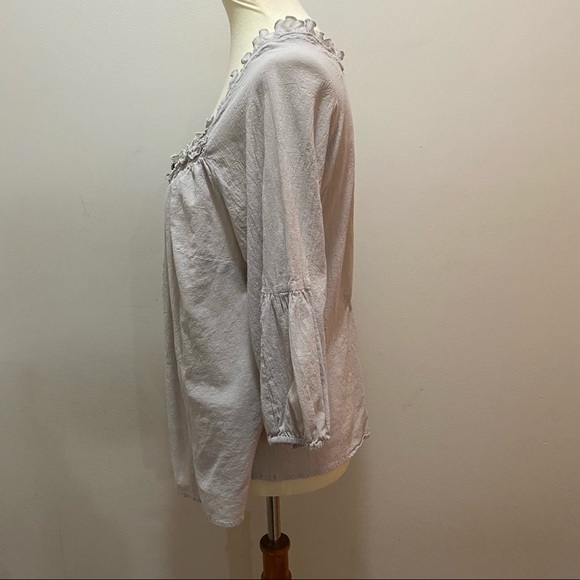 Secret Garden Ruffle Front Button Front Crepe Top - Picture 7 of 12